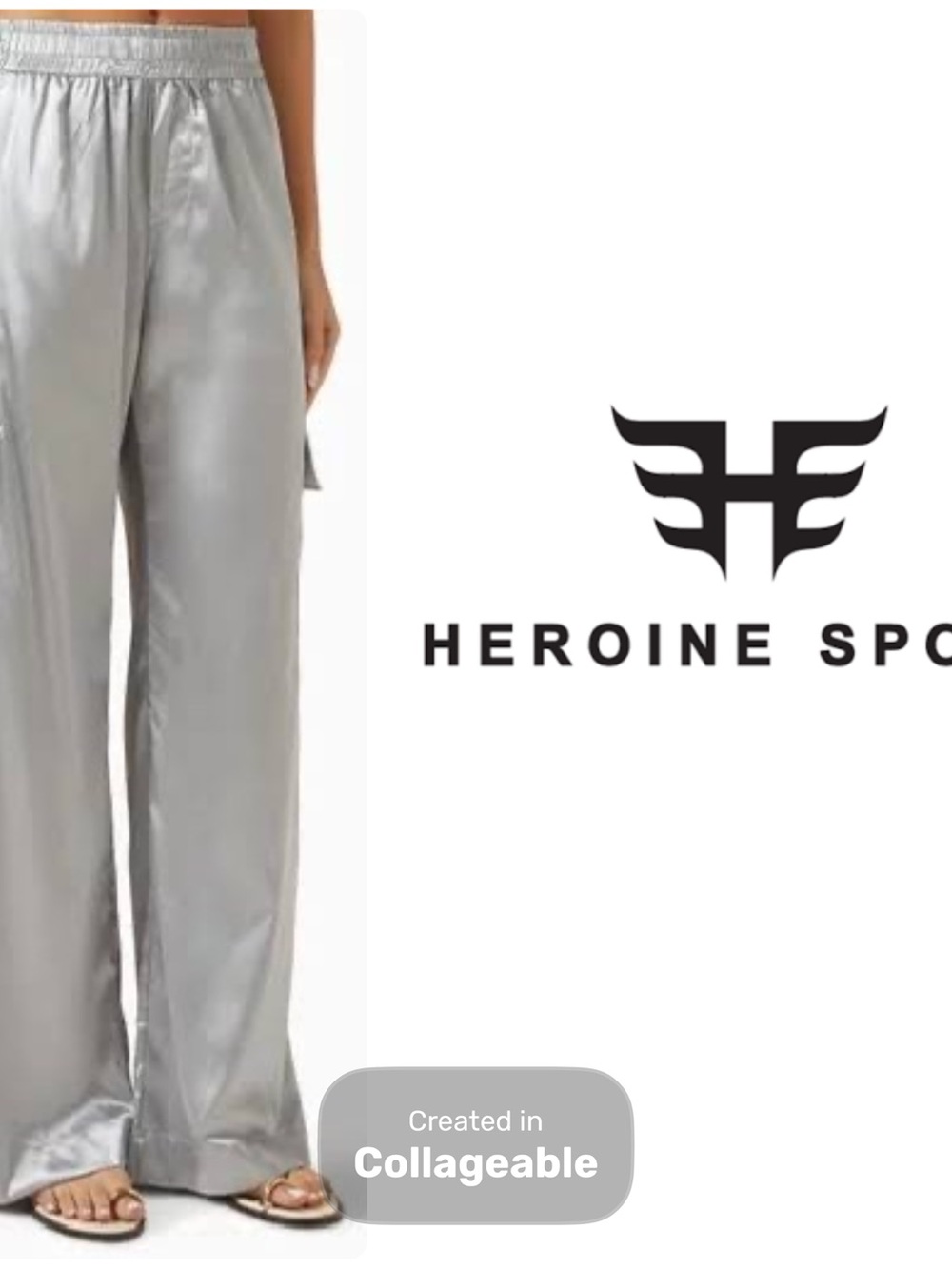 ‼️WOW‼️🩶Heroine Sport Silver Wide-Leg Satin Pants! NWT!